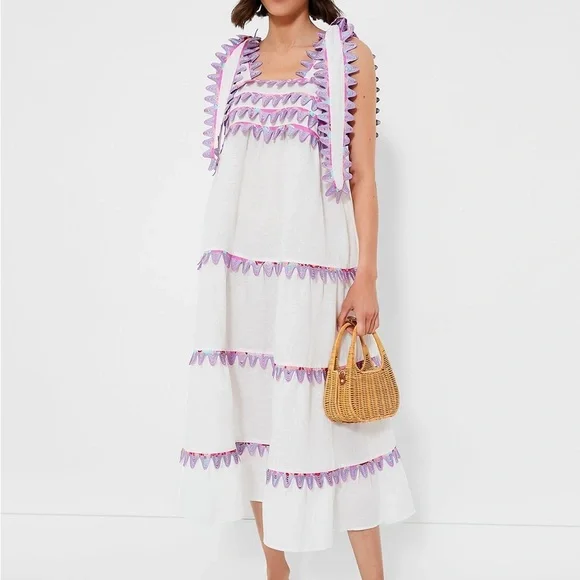 Tuckernuck Dress CeliaB Kelly Linen Blend Midi Sz S - Picture 1 of 15